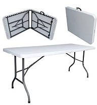 Стіл розкладний (посилений) для саду Primaveo Gordon 180см білий пластик, сірий метал, фото 2