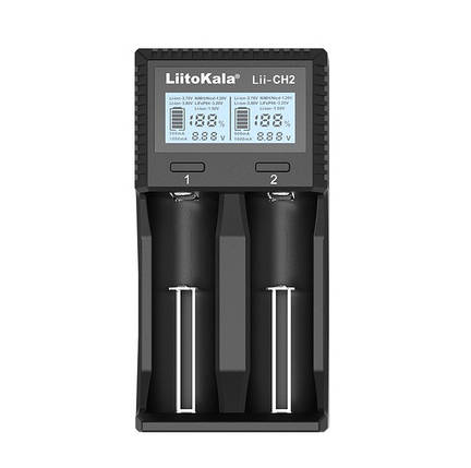 Універсальний зарядний пристрій Liitokala Lii-CH2, 2 канала, Li-1.5/Ni-Mh/Li-ion/LiFePO4/Li-HiV, USB-C, LCD, Box, фото 1