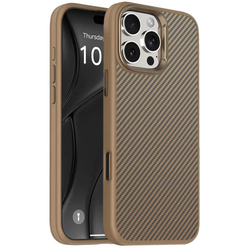Чохол TPU+PC Carbon with MagSafe для Apple iPhone 16 Pro (6.3") | Карбоновий патерн Golden Rose