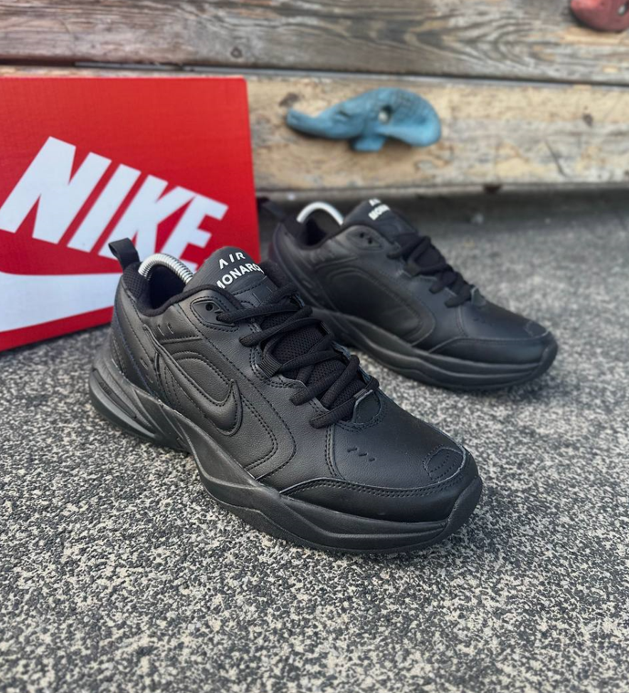 Чоловічі кросівки Nike AIR MONARCH IV Black / Найк монарх чорні шкіряні демисезон