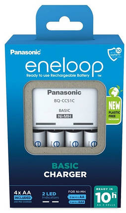 Універсальний зарядний пристрій Panasonic BQ-CC51E+BK-3MCDE (K-KJ51MCD40E), AA/AAA, Eneloop ready, LED, 2ch на 2/4 батареї, 200/80, фото 3
