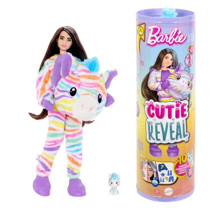 Лялька Barbie Кольорові пухнастики – зебра HRK39, фото 1