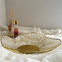 Металевий кошик для фруктів, солодощів, тарілка-фруктовниця (золотистий)
