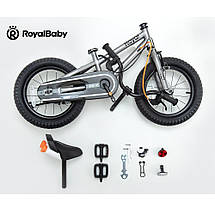 Дитячий двоколісний велосипед RoyalBaby FREESTYLE 7TH 14", OFFICIAL UA, сірий (3-5 років), фото 4