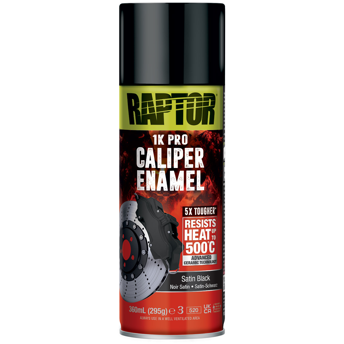 Покриття підвищеної міцності (фарба) для гальмівних супортів RAPTOR Caliper Enamel, 365 мл Аерозоль Чорний Напівмат