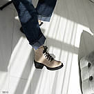 Шкіряні жіночі черевики темно-бежевого кольору 36-41, фото 3