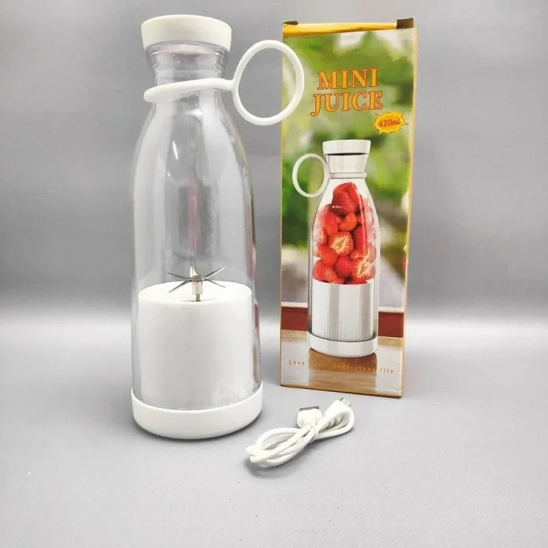 💚Портативний блендер для смузі із кришкою, Пляшка міні шейкер, Фітнес-блендер акумуляторний Білий, фото 1