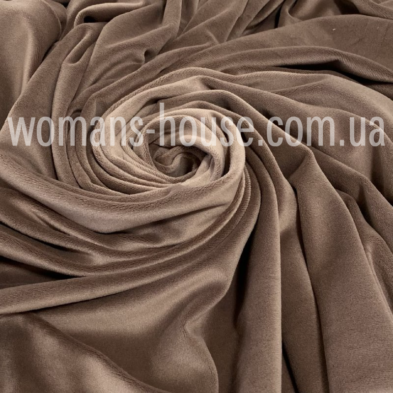 Тканина Велюр плюш стрейч спорт 180 см. Мокко, фото 1