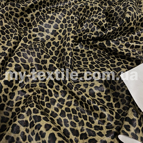 Кожзам Стрейч на трикотажі тиснений принт леопард