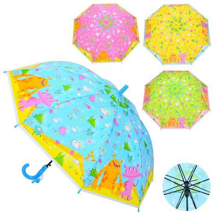 Парасолька дитяча MK 5243 довжина 66 5см тростина 61см діаметр 83см спиця 48см клейонка, фото 1