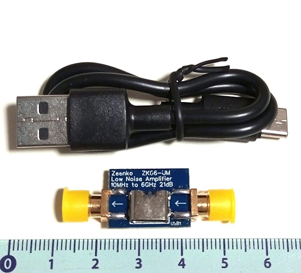 Підсилювач радіосигналів LNA 100kHz-6GH 21dB, живлення від USB, Zeenko ZK06-UM