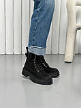 Черевики жіночі з нубуку чорного кольору демісезонні, фото 2