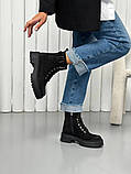 Черевики жіночі з нубуку чорного кольору демісезонні, фото 3