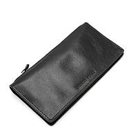 Гаманець клатч чоловічий шкіряний Grande Pelle чорний на блискавці 520610