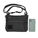 Тактична сумка через плече BLOK Slim чорна тканина барсетка, фото 7