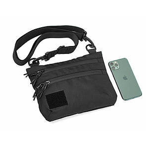 Тактична сумка через плече BLOK Slim чорна тканина барсетка