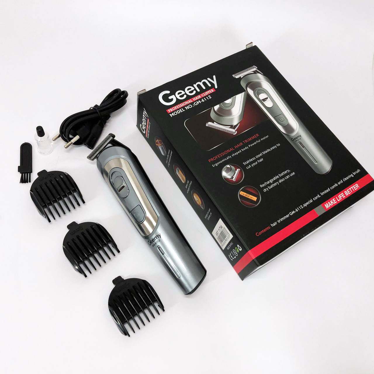 Професійна бритва-машинка для стрижки волосся GEMEI GM-6112 Машинка для стрижки короткої GA-37, фото 1