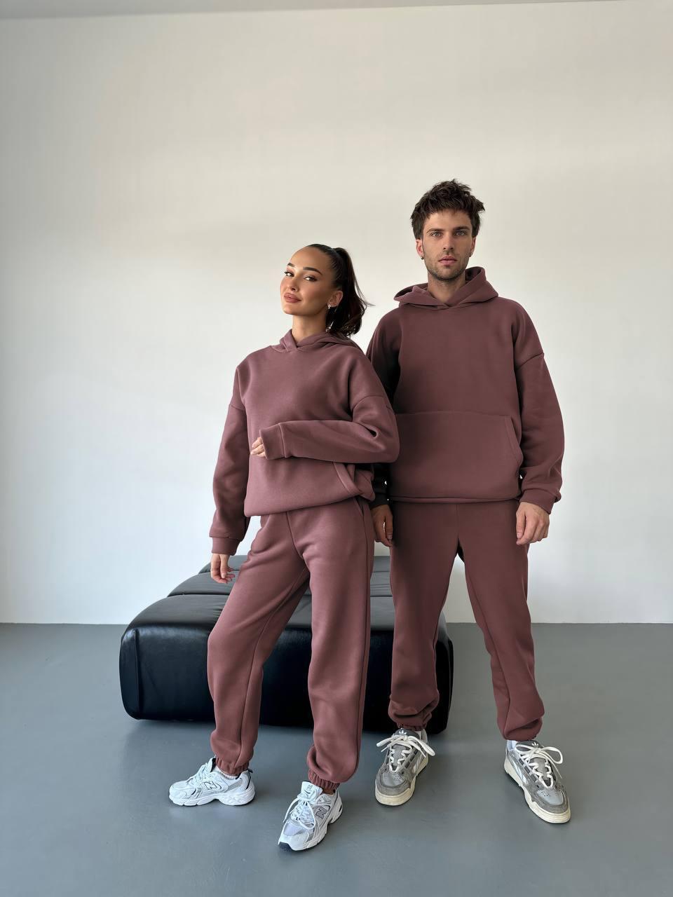 Спортивні костюми парні теплі Оверсайз, Спортивні костюми для пари трьохнитка на флісі, фото 1