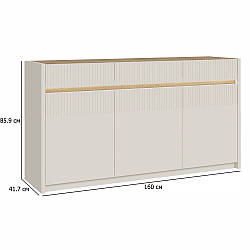 Довгий комод з підсвічуванням Oak Squere 160 см пісочний та дуб маувелла у скандинавському стилі у вітальню