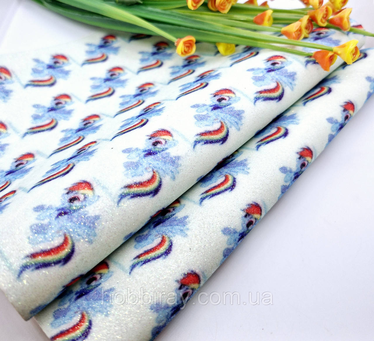 Еко шкіра.  А4.Блиск хамелеон.  Колір блакитний., фото 1