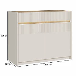 Комод дводверний з підсвічуванням Oak Squere 105.3 см пісочний та дуб маувелла у скандинавському стилі до спальні