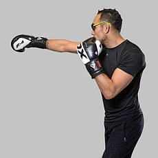 Боксерські рукавиці RDX F4 Boxing Sparring Gloves Hook&Loop WHITE/BLACK 12 унцій (капа у комплекті), фото 6
