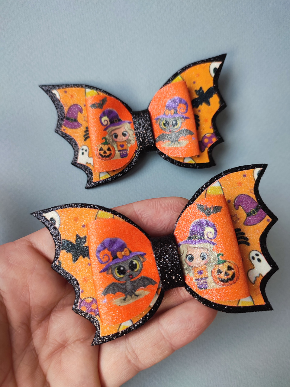 Бантики Halloween заколки резинки Хеллоуїн Хелловін Ведьмочки Кажанчик 55 грн за 1 шт заколочки або резиночки