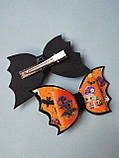 Бантики Halloween заколки резинки Хеллоуїн Хелловін Ведьмочки Кажанчик 55 грн за 1 шт заколочки або резиночки, фото 3