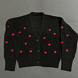 В'язаний короткий кардиган на ґудзиках із принтом серця (р. 42-46) 909559, фото 9