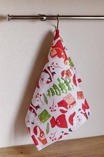 Рушник вафельний Санта на білому 33х50 см