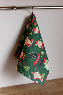 Рушник вафельний Санта на зеленому 33х50 см