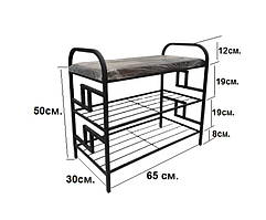 Кована підставка для взуття (банкетка) Лофт 2/65 см чорна