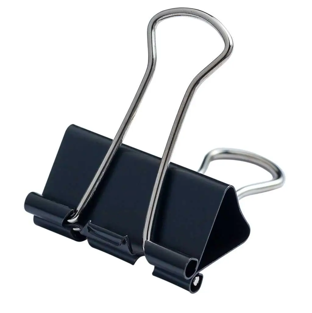 Біндер 25 мм (144 штуки) затискач для паперу канцелярський металевий чорний