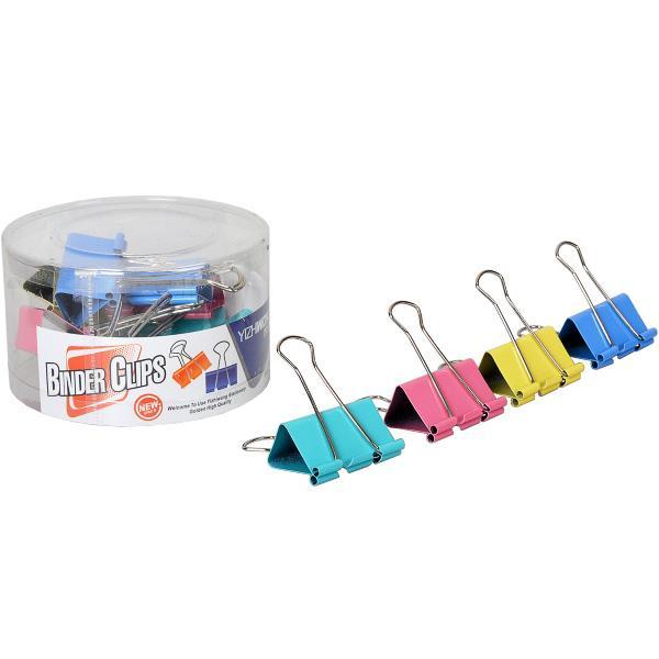 Біндер 51 мм (12 штук) затискач для паперу канцелярський металевий кольоровий