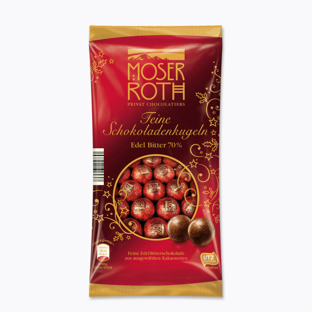 Шоколадні кульки Moser Roth Mini Chocoladenkugeln Edel Bitter 70%, 150 г.