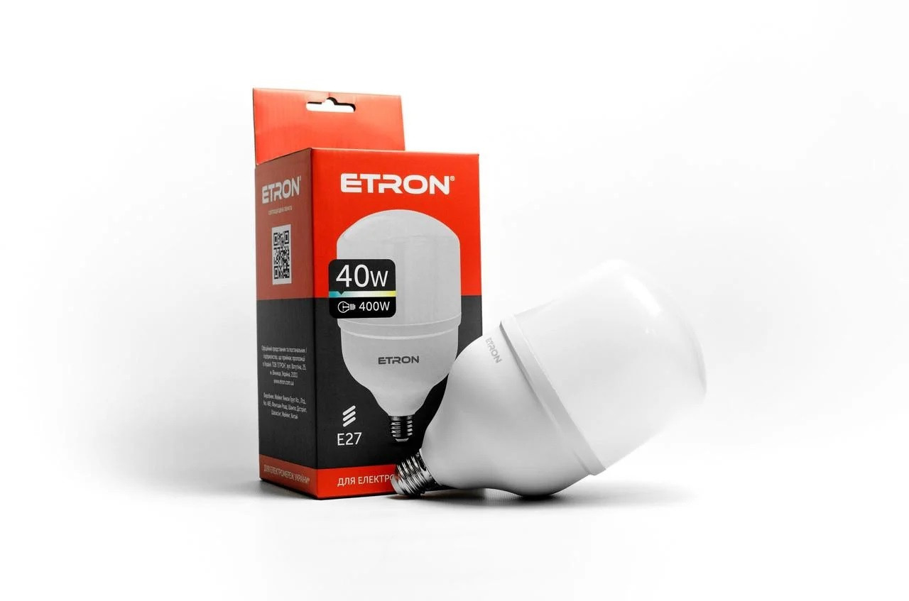 LED лампа ETRON T120 40Вт 220V 6500K біле світло E27, лампа світлодіодна 1-EHP-304, фото 1