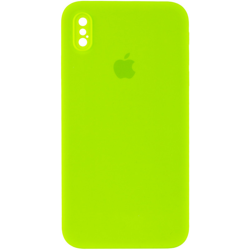 Чохол Silicone Case Square Full Camera Protective (AA) для Apple iPhone XS Max (6.5") Салатовий / Neon green, фото 1