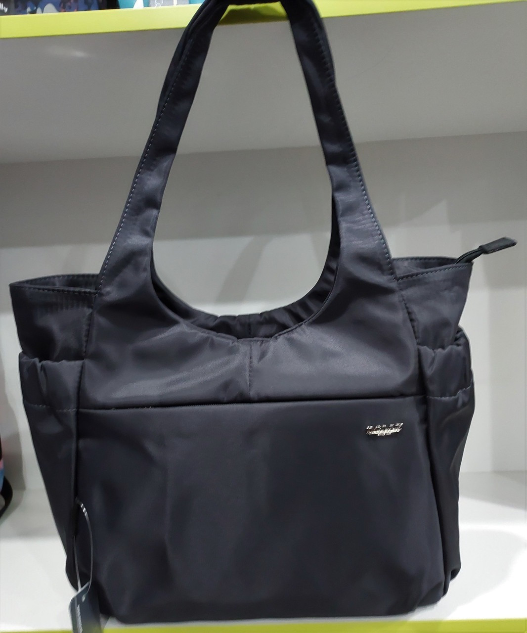 Сумка жіноча тканинна сіра на плече спортивна велика один відділ і кишені зовні Dolly 491