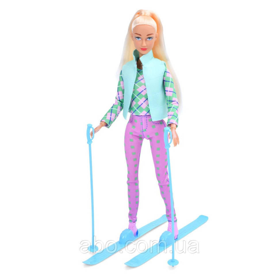 Дитяча лялька "Лижниця" 8520(Turquoise) бірюзовий, шарнірна 29 см, фото 1