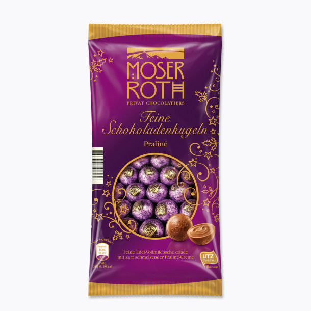 Шоколадні кульки з праліне Moser Roth Mini Chocoladenkugeln Praline, 150 г.