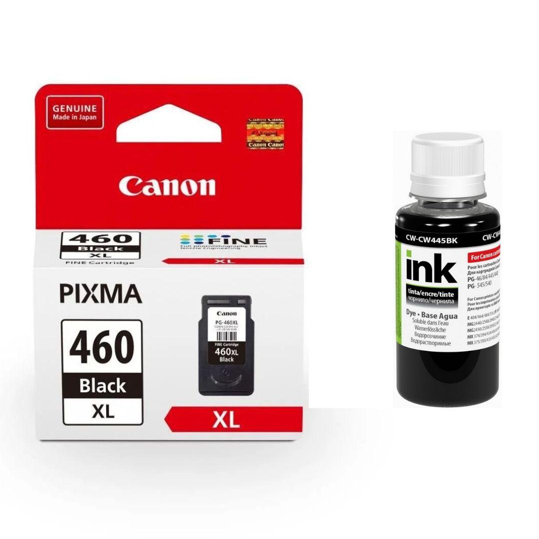 Картридж Canon PG-460 XL Black + Чорнило ColorWay CW-CW445BK01 100мл