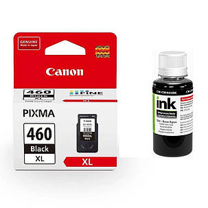 Картридж Canon PG-460 XL Black + Чорнило ColorWay CW-CW445BK01 100мл, фото 1