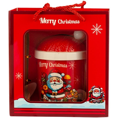 Набір подарунковий Кружка з кришкою + ложка Новорічна НМ-311В 4-63 (7030), фото 1