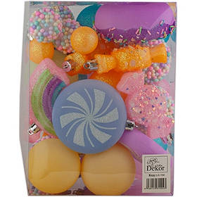 Набір ялинкових пластикових іграшок 47шт Неон мікс LG-104