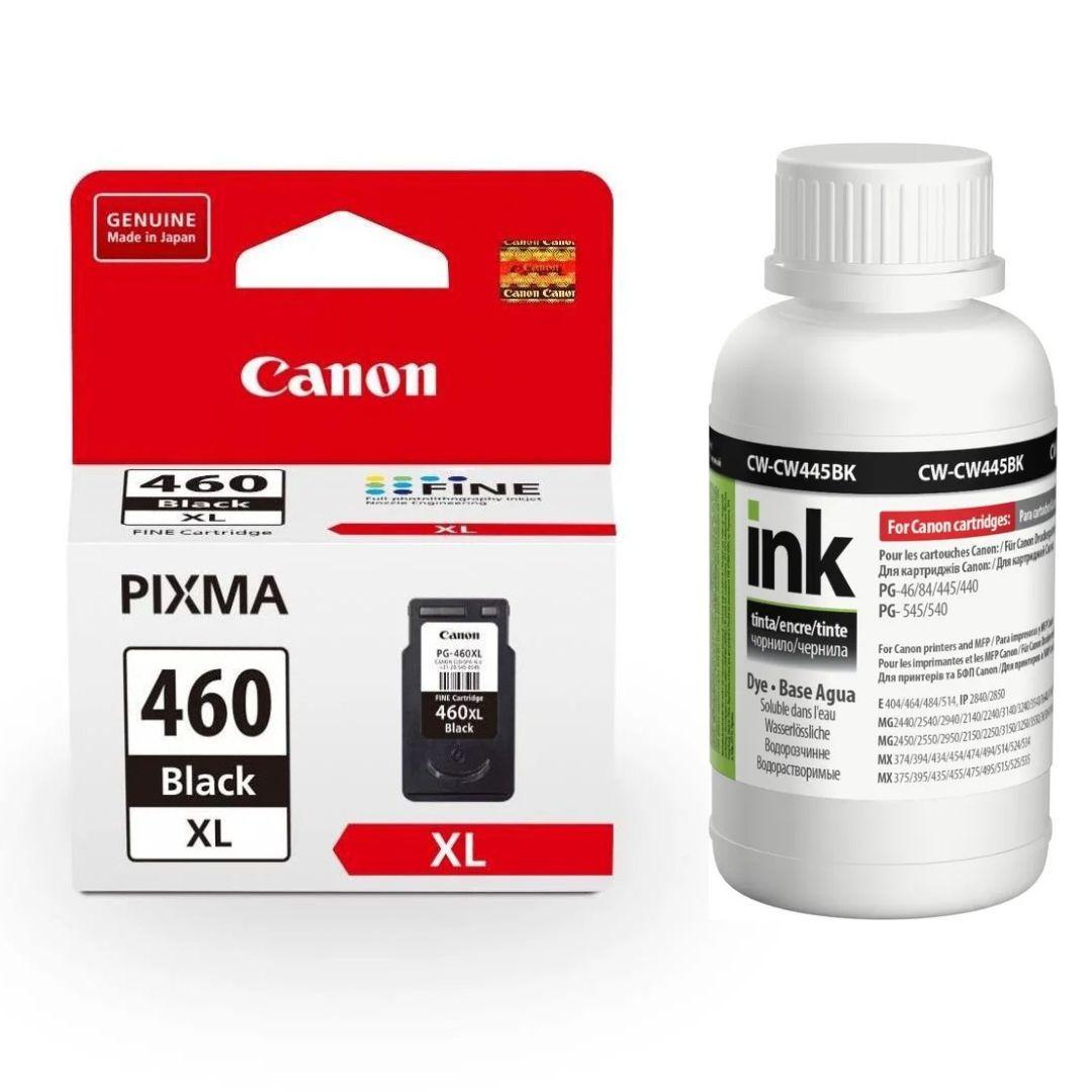 Картридж Canon PG-460 XL Black + Чорнило ColorWay CW-CW445BK02 200мл