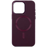 Шкіряний чохол Bonbon Leather Metal Style with MagSafe для Apple iPhone 15 (6.1") Бордовий / Plum