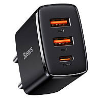 МЗП Baseus Compact Quick Charger 30W QC+PD (2USB-A/1C) (CCXJ-E) Чорний