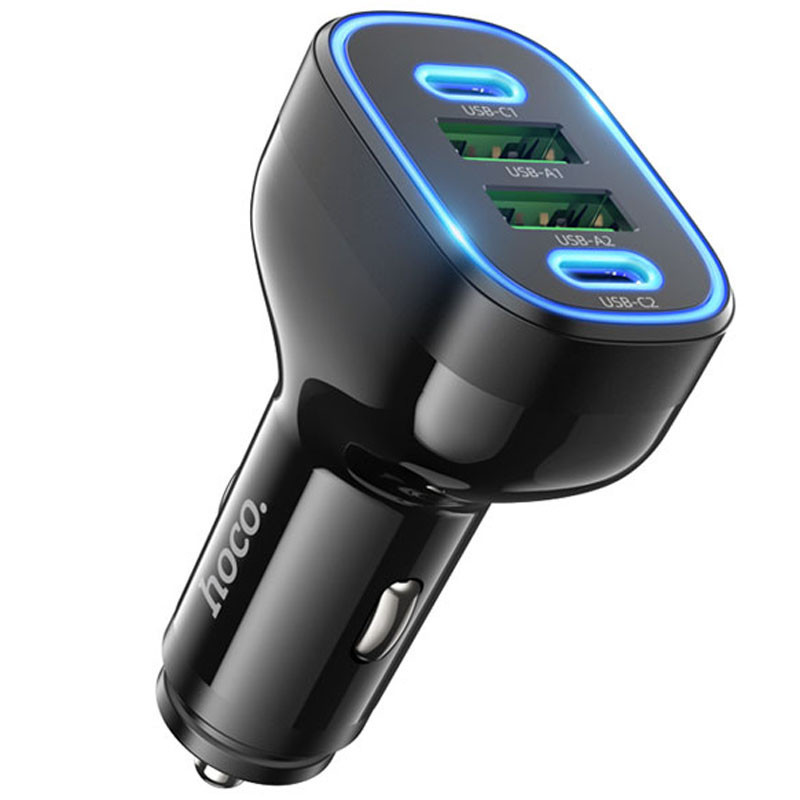 Автомобільна зарядка Hoco NZ11 Guide PD72W (2Type-C/2USB), Black, фото 1