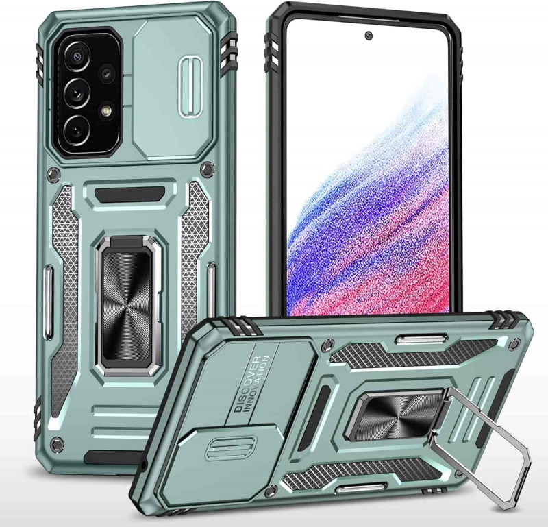 Ударостійкий чохол Camshield Army Ring для Samsung Galaxy A73 5G Зелений / Light Green, фото 1