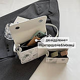 Жіноча сумка 9956-2 крос-боді з ручкою біла з зеленим, фото 9